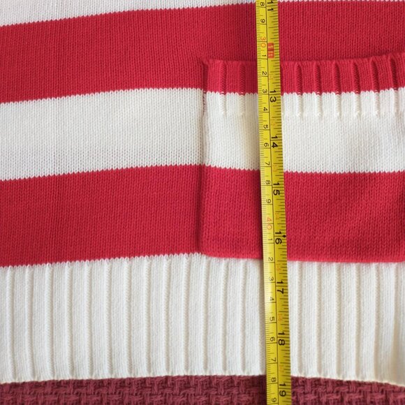 Express Relaxed Striped Crew Neck Pocket Sweater in Red and White NWT - Picture 9 of 14